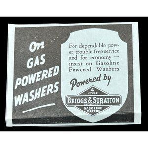 Briggs & Stratton 1930s Vintage Print Ad Gasoline Powered Washers 4 Cycle Motors